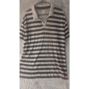 Envision Studio Xl Slim Fit Womens Top Gray Striped Short Sleeves Womens
